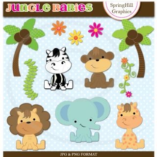Jungle Babies Clip Art   Digital Papers   Pinterest