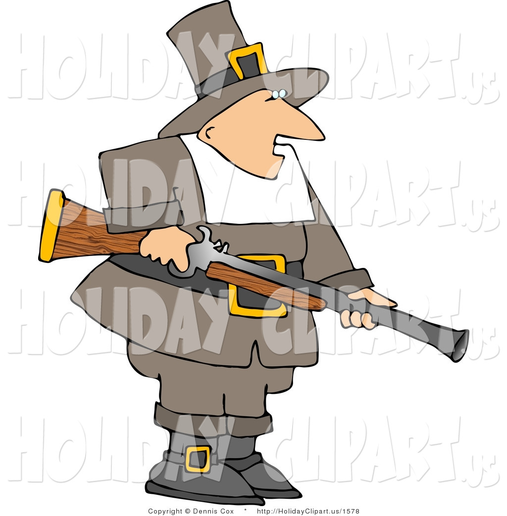 Larger Preview  Holiday Clip Art Of A Pilgrim Man Hunting For Wild    