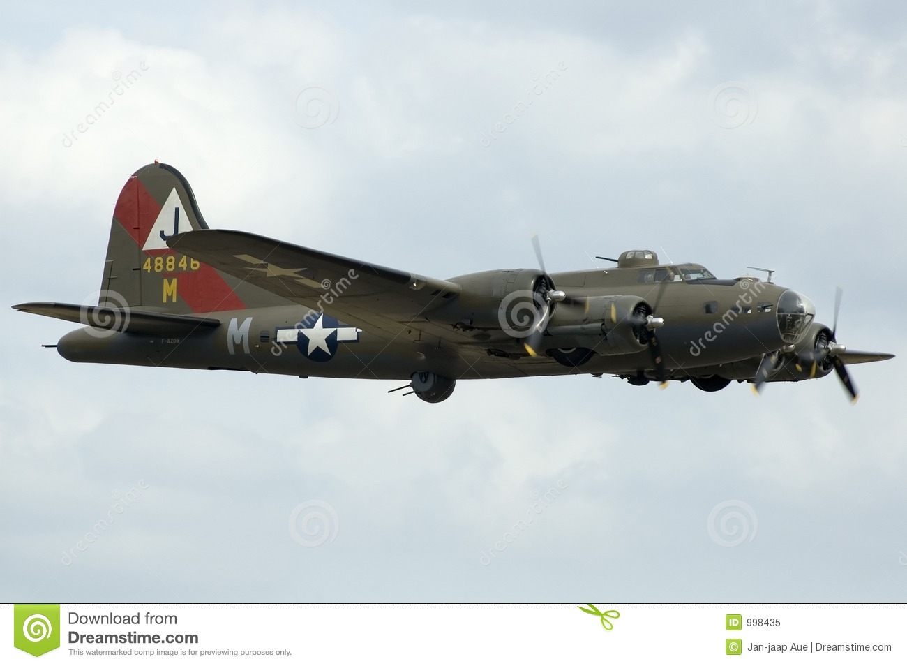 Nostalgic Wwii Airshow At Duxford Showing Flying Wwii B17 Bomber
