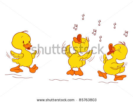 Picture Of Cartoon Ducks Singing In A Vector Clip Art Illustration