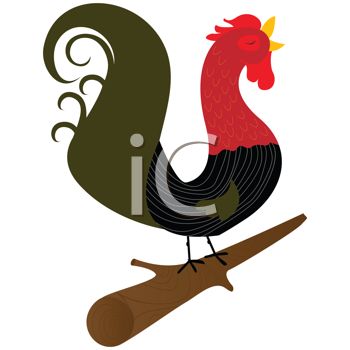 Rooster Crowing Clipart Stylized Rooster Crowing On A