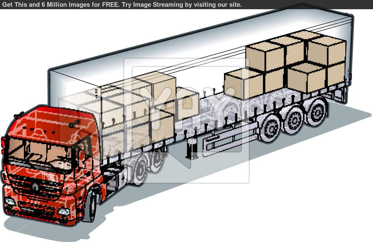 Royalty Free Vector Of Vector Cargo Semi Truck Infographics Cutaway