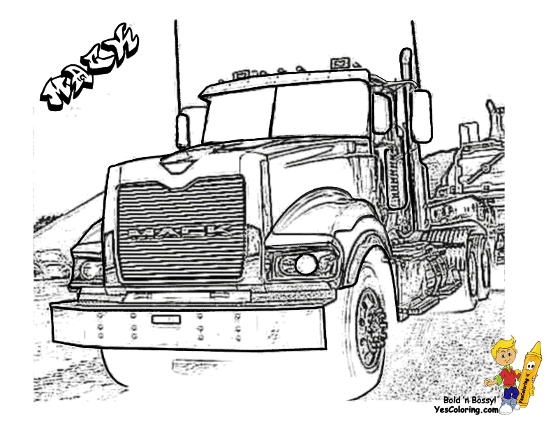 Truck Coloring Pages   Free   18 Wheeler   Boys Coloring Pages  Trucks