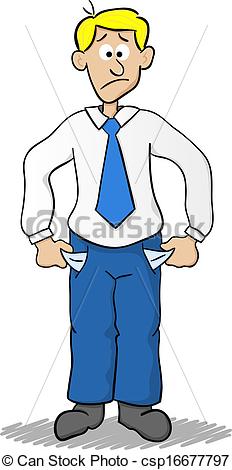 Vector   Business Man Who Has Empty Pockets   Stock Illustration