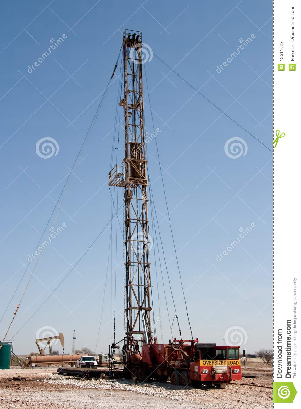 Work Over Rig Pumpjack And A Drilling Rig Royalty Free Stock Images