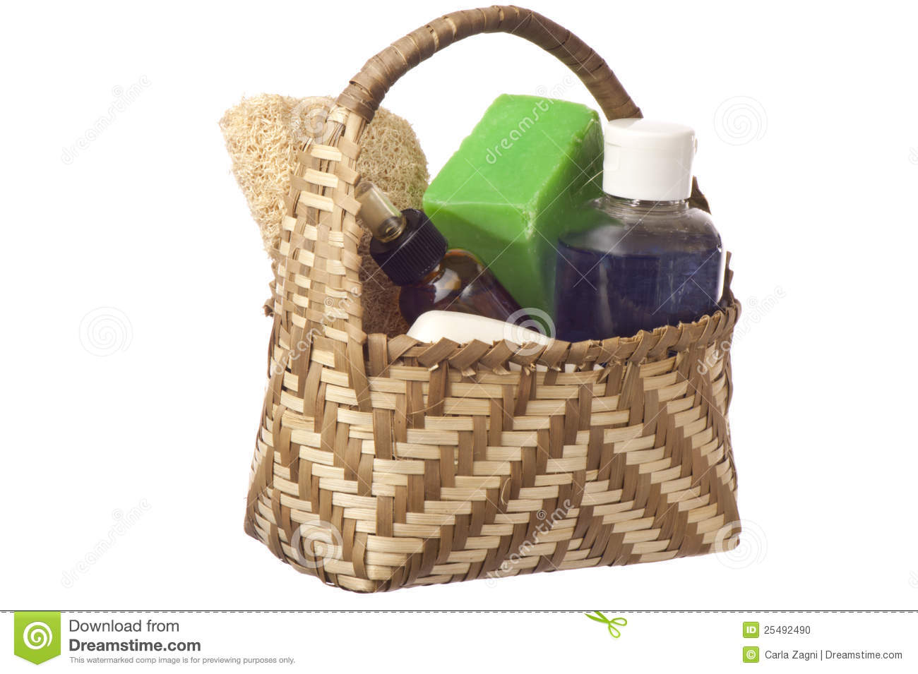 Basket In A Natural Fibers Woven With Products For Personal Hygiene