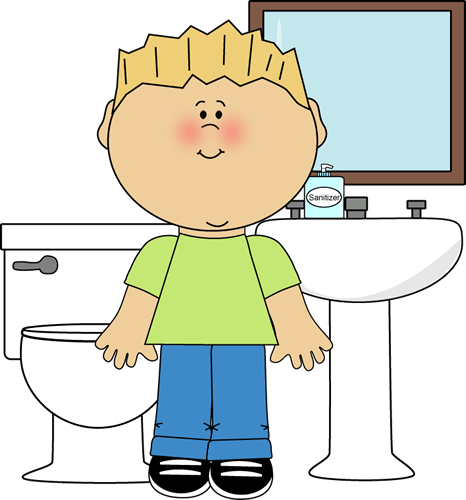 Bathroom Monitor Clip Art Image   Boy Standing In A Bathroom  This