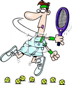 Cartoon Of A Bad Tennis Player   Royalty Free Clipart Image