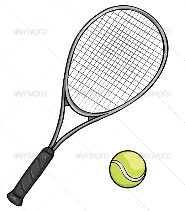 Cartoon Tennis Racket And Ball   Sports Activity Conceptual