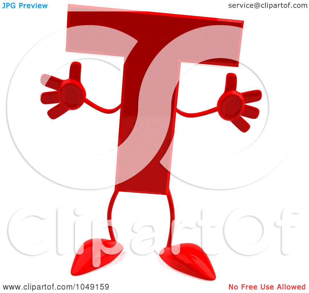 Clip Art Illustration Of A 3d Red Letter T Character By Julos  1049159