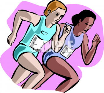 Clipart Picture Of Two Girls Competing In A Track Meet