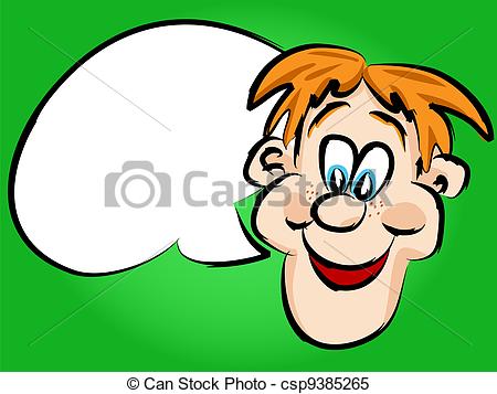 Clipart Vector Of Cartoon Guy Talking   Funny Hand Drawn Face Red Head