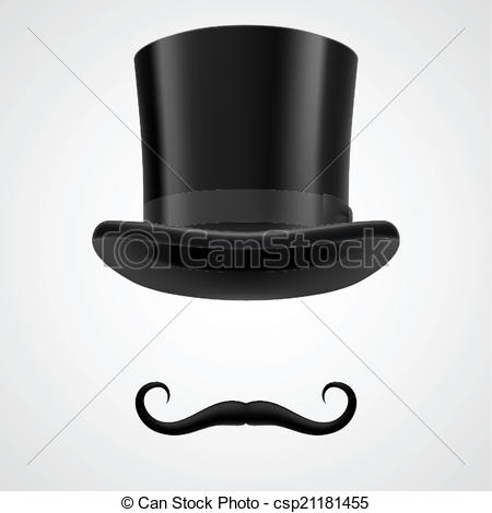 Clipart Vector Of Moustaches And Top Hat Victorian Aristocrat   Curly    