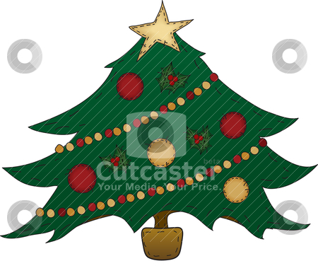 Folk Art Christmas Tree Stock Vector