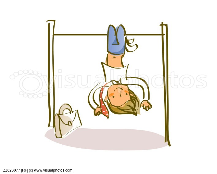 Schoolboy Hanging Upside Down On A Gymnastics Bar   Stock Photos