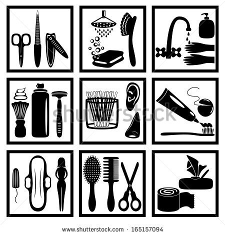 Silhouette Icons Of Personal Hygiene For Everyone   Stock Vector