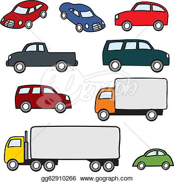 Stock Illustration   Assorted Cartoon Vehicles  Clipart Gg62910266
