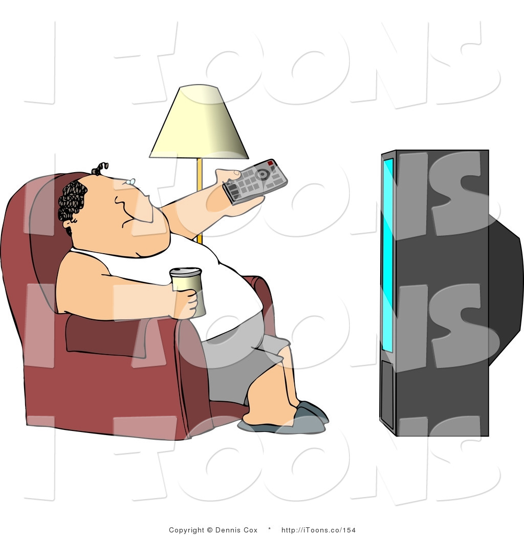 Surfing The Tv And Drinking Beer Toon Clip Art Djart