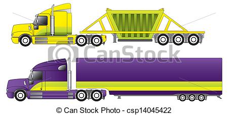 Trucks With Reefer And Dump Trailers Csp14045422   Search Clipart