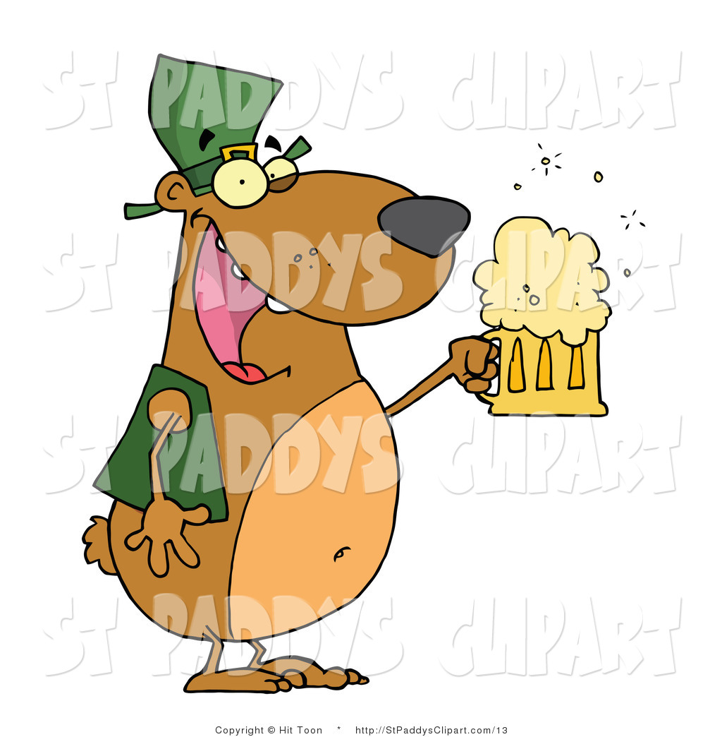 Vector Clip Art Of A St Patricks Day Bear Drinking Beer By Hit Toon