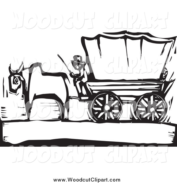 Vector Clip Art Of An Oregon Trail Pioneer And Ox With A Covered Wagon