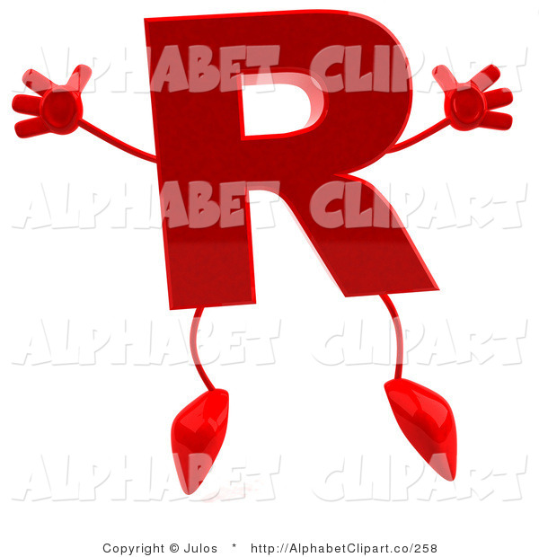 Vector Illustration Of A Magnetic Red Letter R With Arms And Legs By
