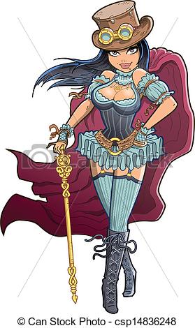 Vector   Sexy Victorian Steampunk Woman   Stock Illustration Royalty