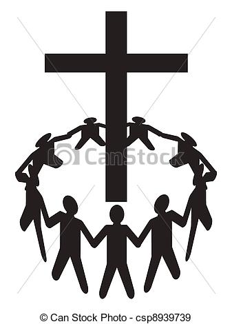 Vectors Of People Gather Around A Cross   A Group Of People Gathering