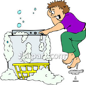 Washer Overflowing With Soap Suds   Royalty Free Clipart Picture