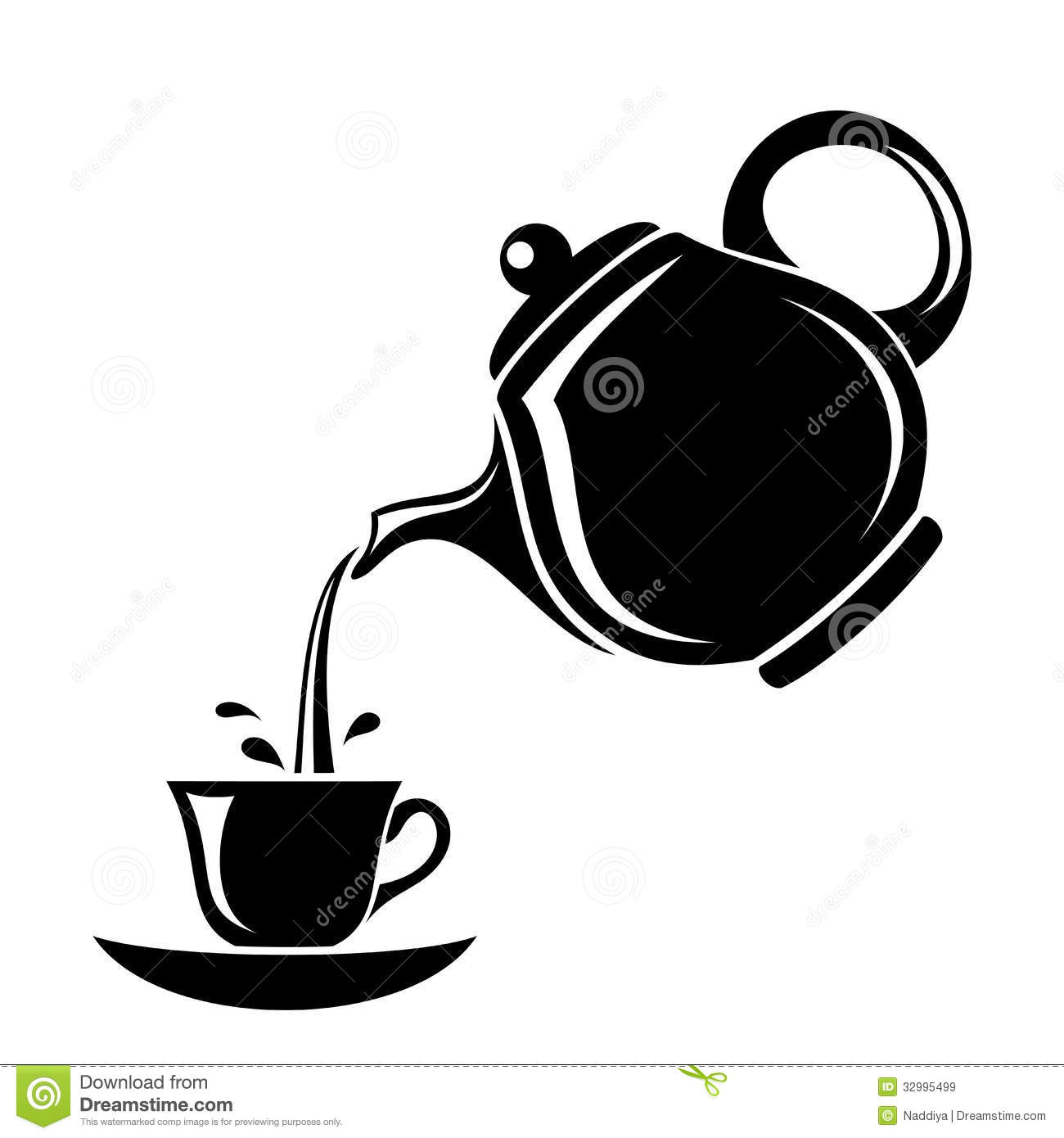 Black Silhouette Of Teapot And Cup  Royalty Free Stock Images   Image