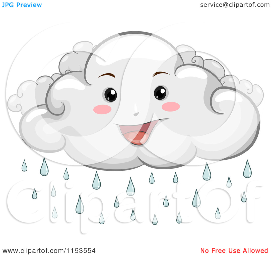 Cartoon Of A Happy Rain Cloud Mascot   Royalty Free Vector Clipart By