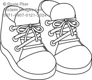 Clip Art Illustration Of The Outline Of A Pair Of Baby Sneakers