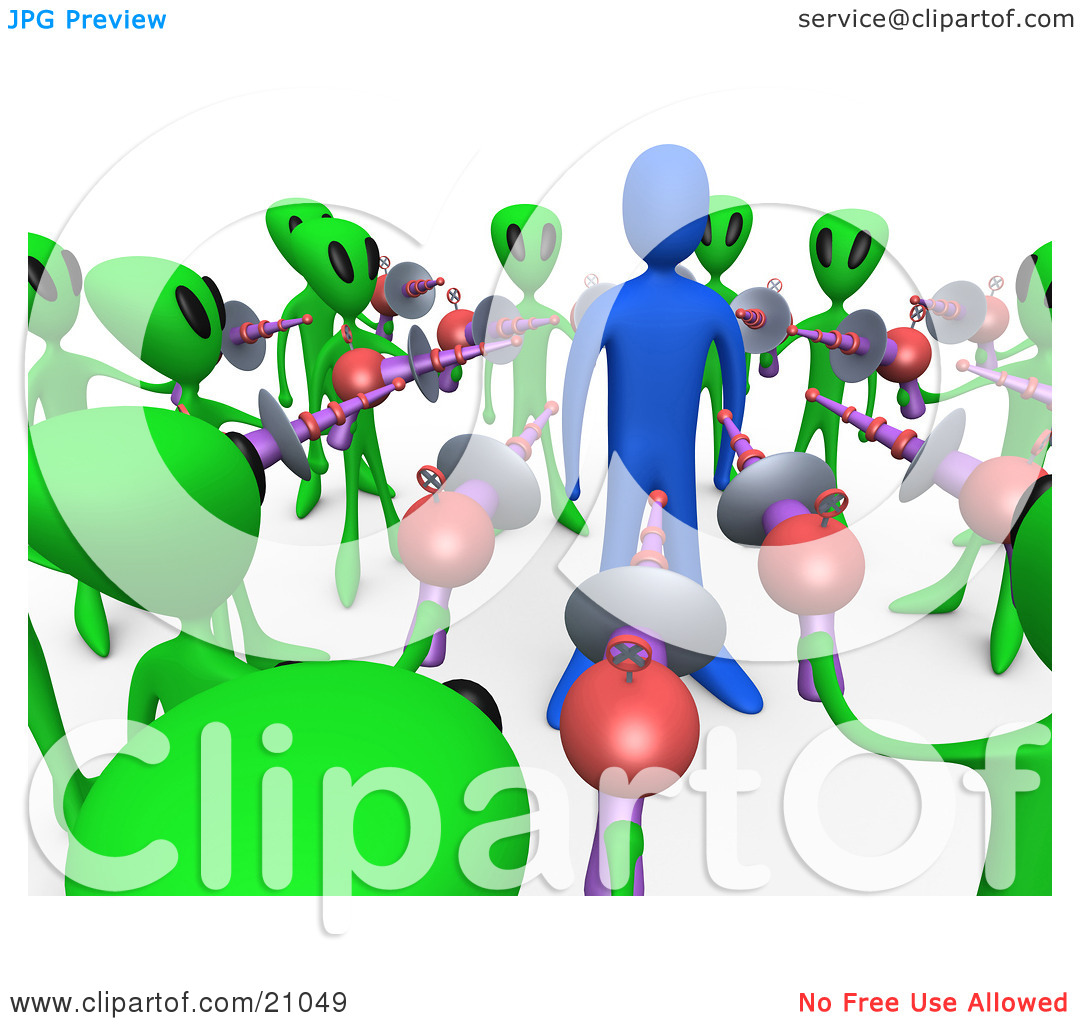 Clipart Illustration Of A Blue Person Being Held Hostage By Green
