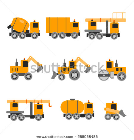 Construction Machines  Heavy Machines  Vector Illustration  Flat