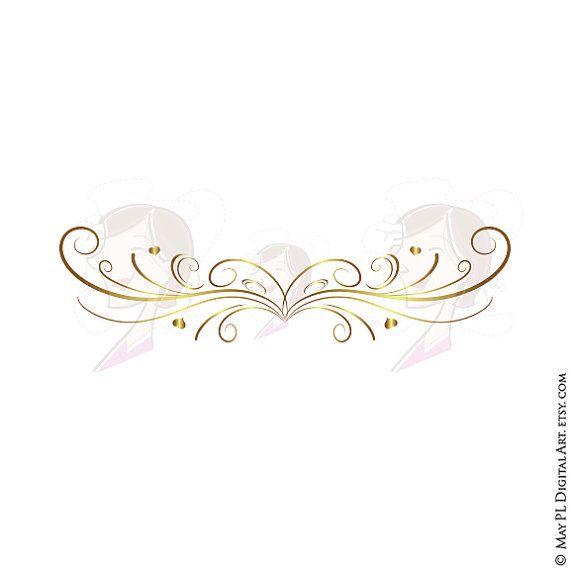 Elegant Retro Swirl Headpiece Decoration Gold Wedding Graphics Clipart