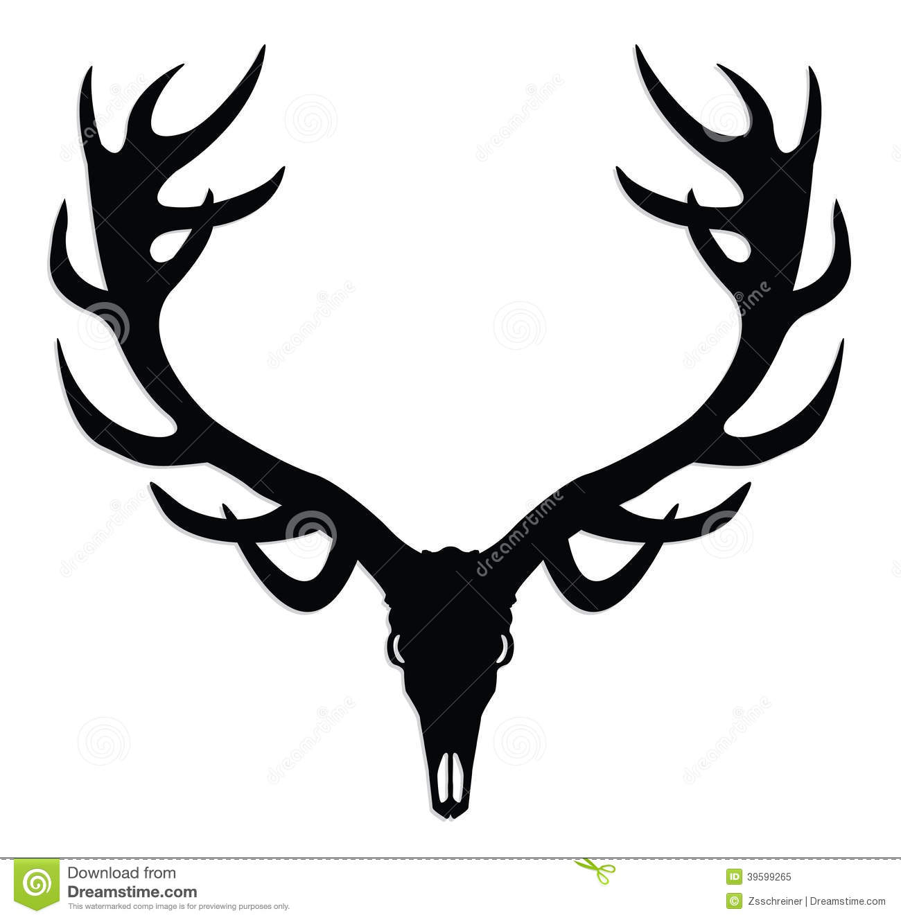 Elk Skull Silhouette Deer With Antlers Clipart