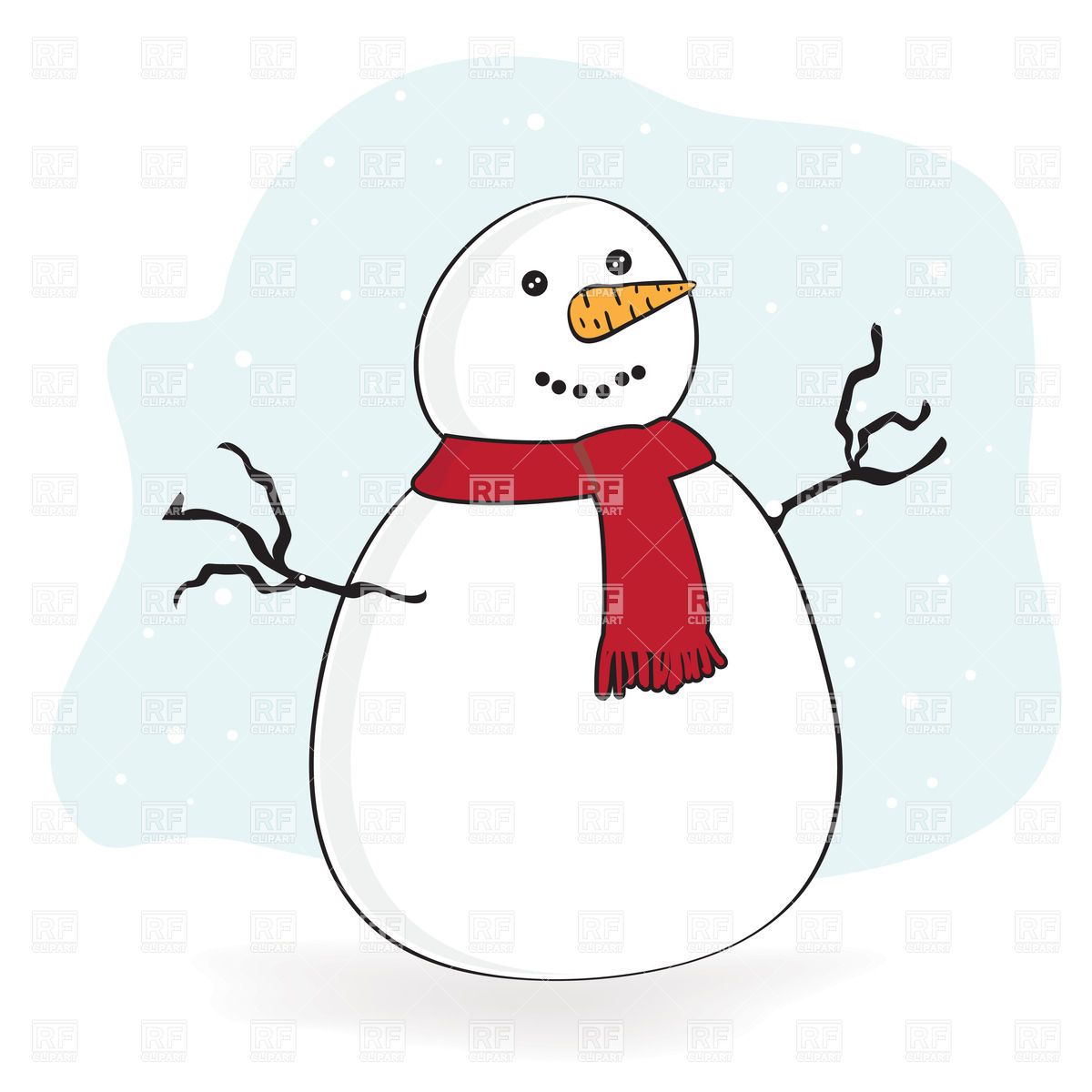 Funny Cartoon Snowman With Scarf Download Royalty Free Vector Clipart