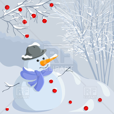 Funny Snowman In Hat And Scarf 57996 Download Royalty Free Vector