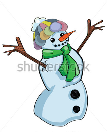 Grappige Sneeuwpop Met Kleurrijke Hoed Wortel En Groene Sjaal Clip    