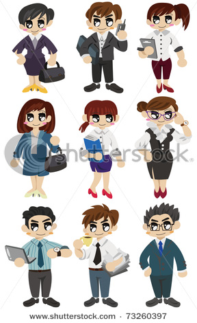 Male And Female Cartoon Office Worker Icons   Vector Clipart