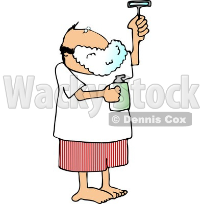Man Shaving His Face With A Razor Clipart Picture   Djart  6213