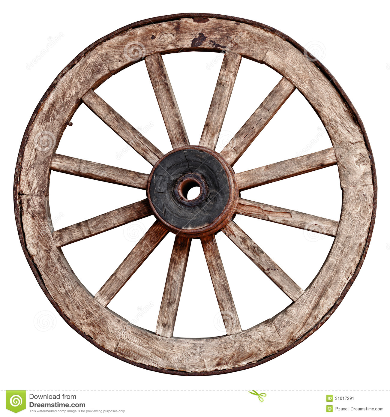 Old Wooden Wagon Wheel On White Background Stock Image   Image    