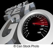 Ready Set Go Speedometer Starting Race Competition Stock Illustrations