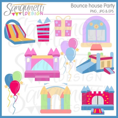 Sanqunetti Design  Bounce House Party Clipart
