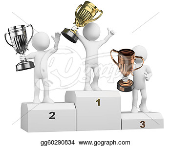 Stock Illustration   3d Athletes On The Podium Of Winners  Rendered At