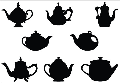 Teapot Silhouette Vector Illustrations Teacup Vector Drawings