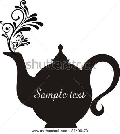 Teapot With Floral Design Elements Teapot Silhouette Isolated On White