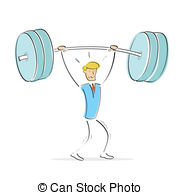 Vector Man Doing Weight Lifting   Illustration Of Vector