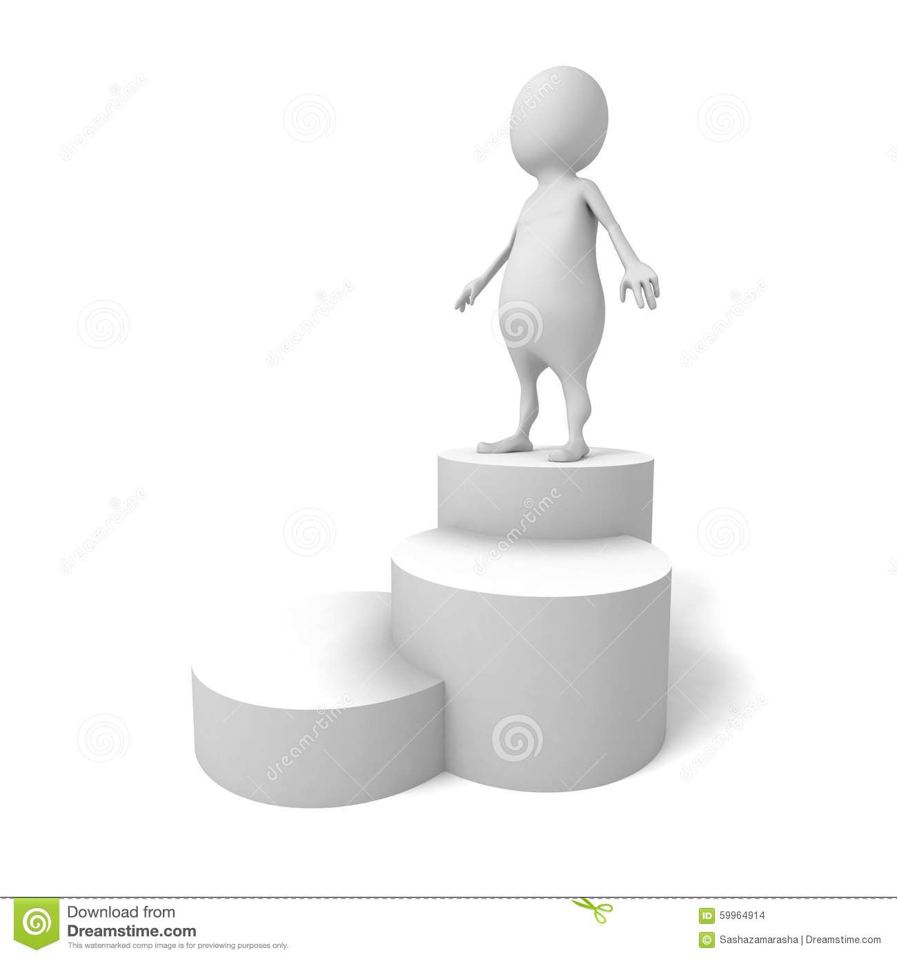 White 3d Man Standing On Top Of Podium  3d Render Illustration