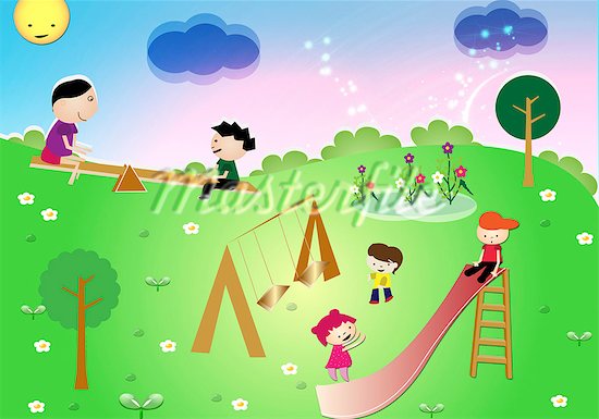 Children Playing In The Park Clipart